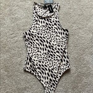 Express Brown and cream Animal Print Bodysuit